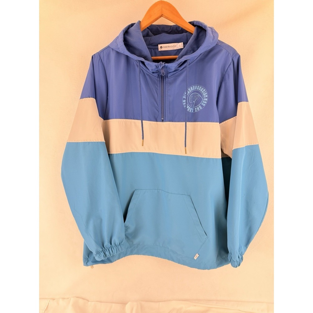 SissRevolution Respect The Sea Windbreaker Hoodie Blue Mens Large Surf‎